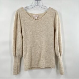 Rachel Parcell wool blend beige sweater long sleeve balloon